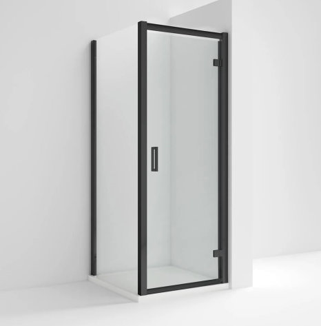 Kristal Matt Black 900mm Hinged Door & 900mm Side Panel Enclosure Package With Tray & Waste